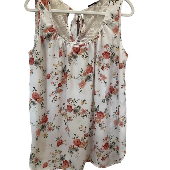Sweet Rain Tops - Cream Floral Tie Back Blouse